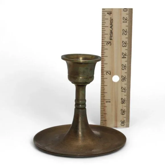 Vintage Brass Taper Candle Holder 2.5" Tall Round Base Classic Design - Picture 5 of 5